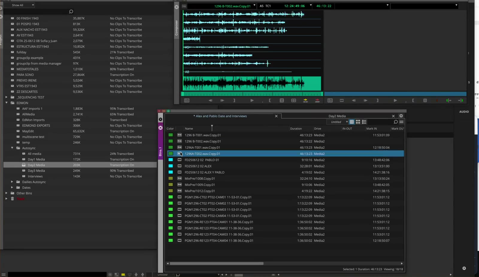 Synced clips opening and playing in Avid Media Composer